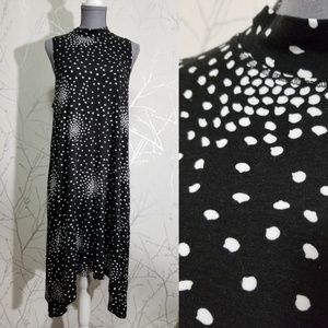 black spotted asymmetrical dress